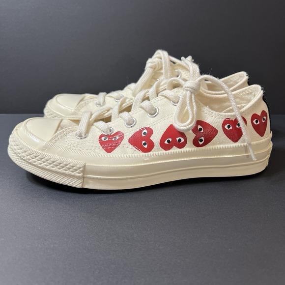 Converse x Comme Des Garcons Other - Converse Comme des Garcons PLAY Low Multi Heart Beige White Red Men's 4 Womens 9